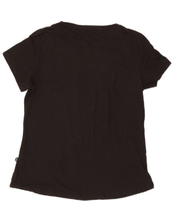 Puma Γυναικείο T-Shirt Top UK 14 Large μαύρο βαμβακερό