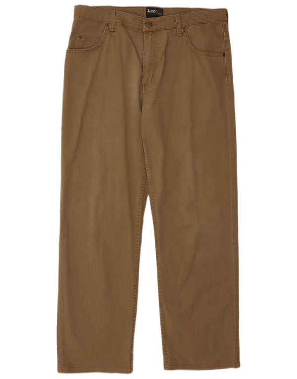 LEE Mens Brooklyn Straight Jeans W34 L36 Brown Cotton