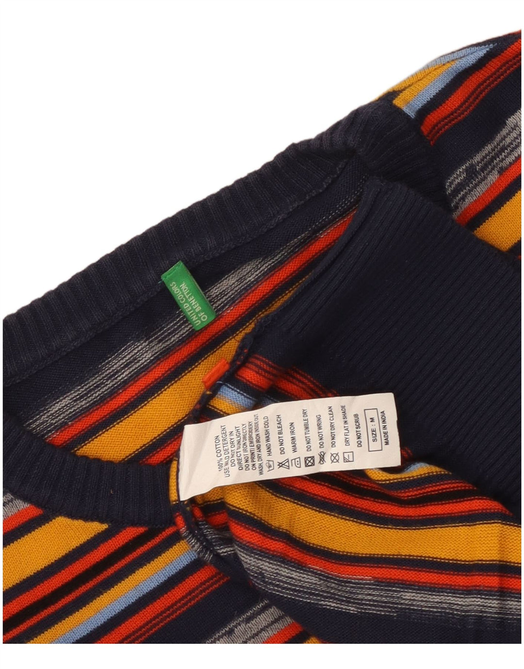 Ανδρικό πουλόβερ Benetton Crew Neck Jumper Μεσαίο πολύχρωμο βαμβακερό ριγέ