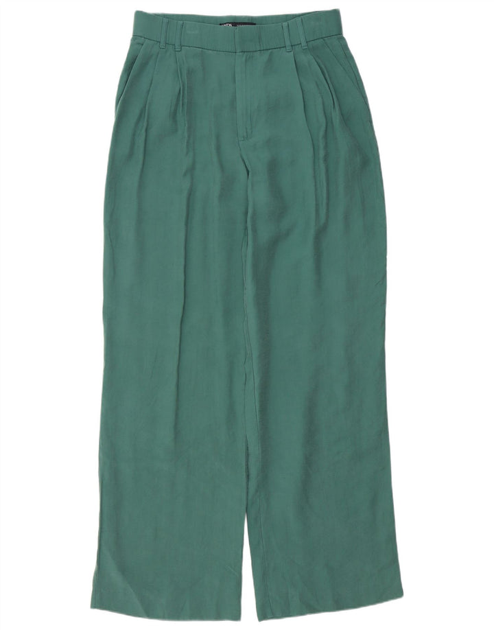 Zara Γυναικείο παντελόνι Chino με καρφίτσες Medium W28 L32 Green Modal