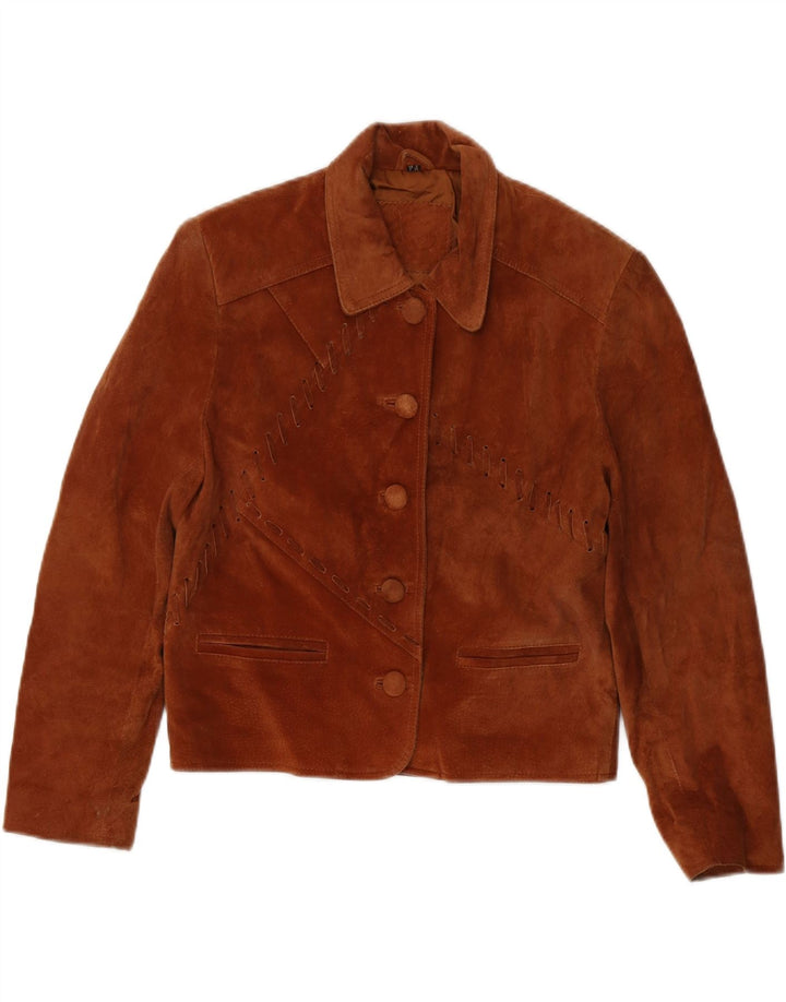 VINTAGE Γυναικείο Suede Jacket UK 8 Small Brown Δερμάτινο