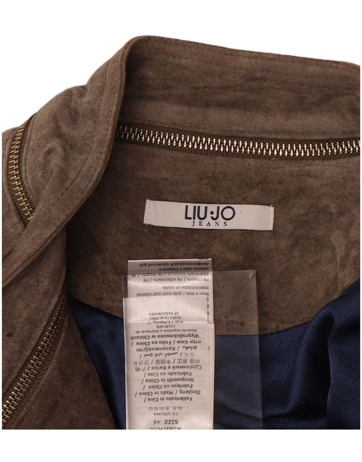 LIU JO Γυναικείο Crop Suede Biker Jacket IT 46 Large Beige Leather