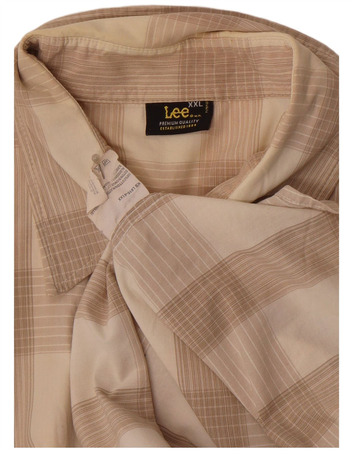 Ανδρικό κοντομάνικο πουκάμισο Lee 2XL Beige Check Cotton