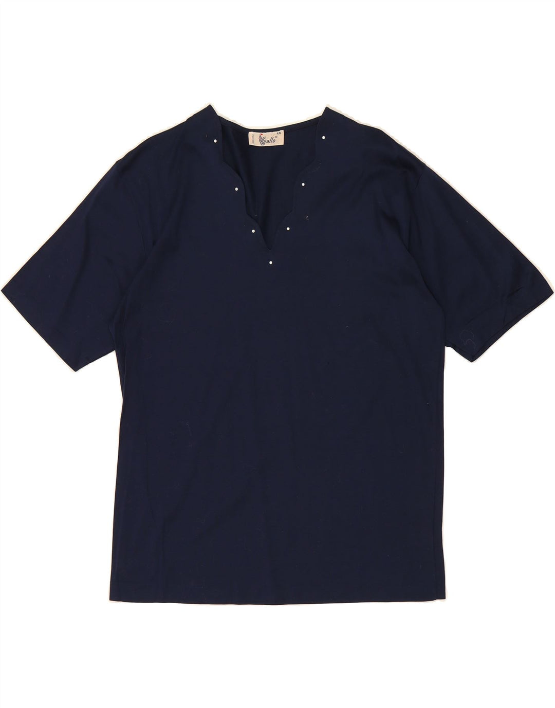 VINTAGE Womens Blouse Top IT 46 Large Navy Blue Cotton Vintage Vintage and Second-Hand Vintage from Messina Hembry 