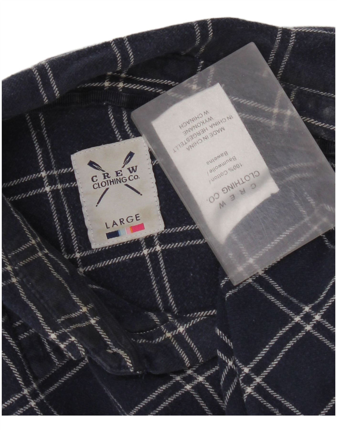 Crew Clothing Ανδρικό φανελένιο πουκάμισο μεγάλο μπλε ναυτικό καρό βαμβακερό