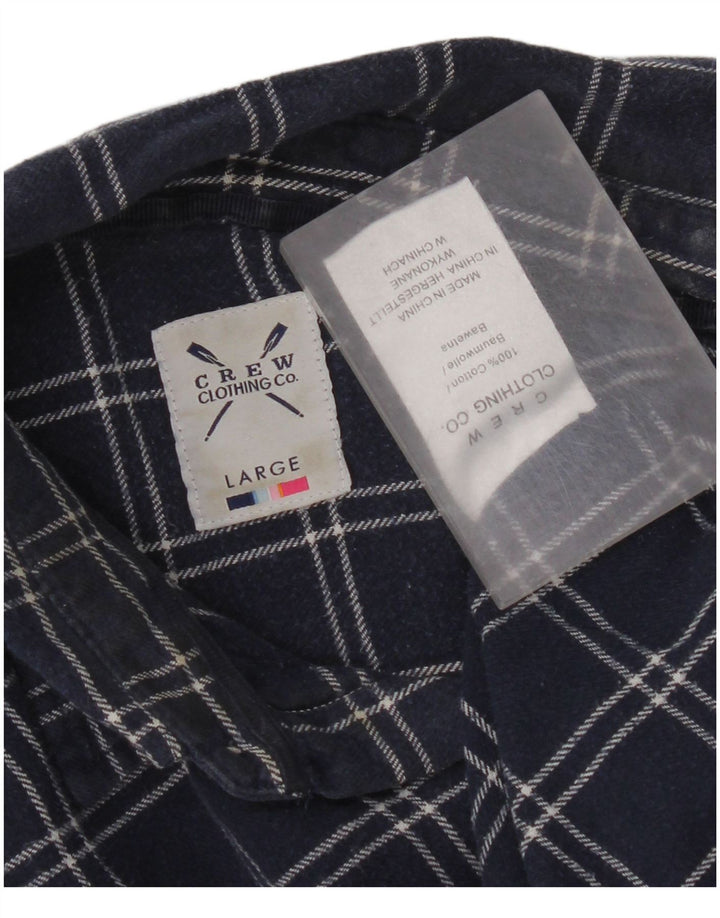 Crew Clothing Ανδρικό φανελένιο πουκάμισο μεγάλο μπλε ναυτικό καρό βαμβακερό
