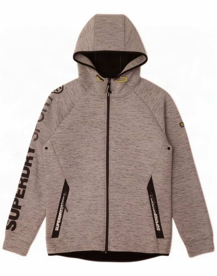 Ανδρικό πουλόβερ με κουκούλα με φερμουάρ Superdry Large Grey Polyester