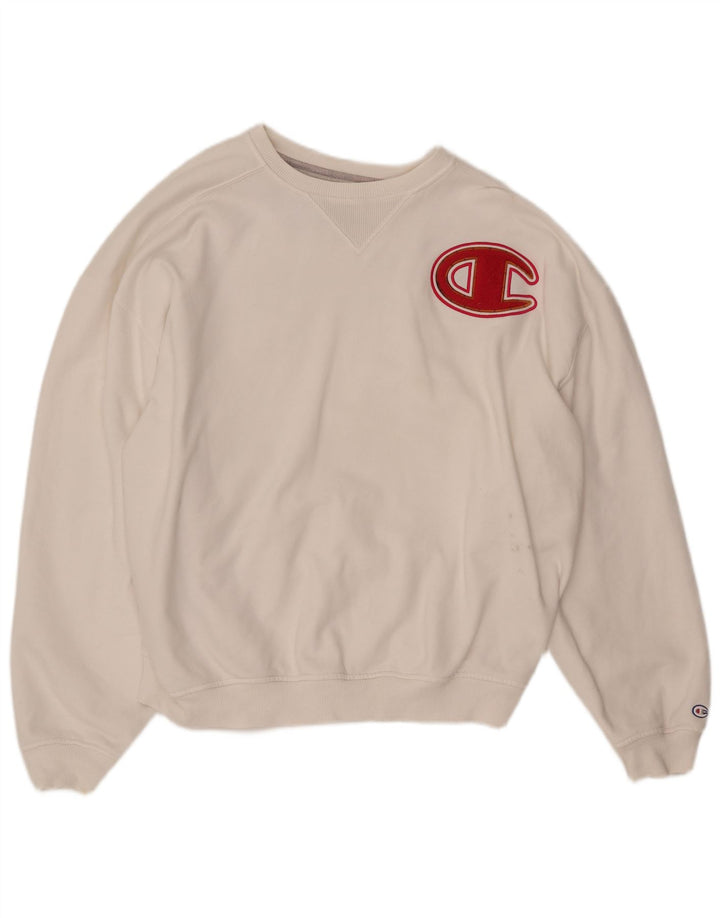 CHAMPION Γυναικείο γραφικό υπερμεγέθη φούτερ Jumper UK 16 Large White