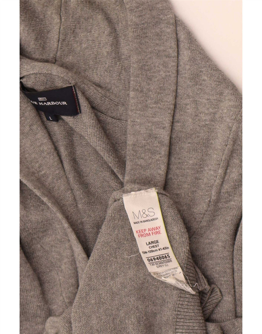 Marks & Spencer Ανδρικό πουλόβερ Μπλε Harbor Ζακέτα μεγάλο γκρι βαμβακερό