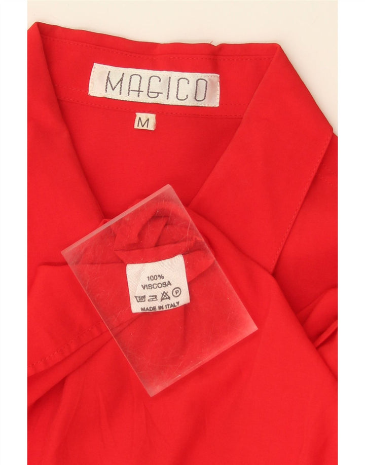 VINTAGE Mens Short Sleeve Shirt Medium Red Viscose Vintage Vintage and Second-Hand Vintage from Messina Hembry 