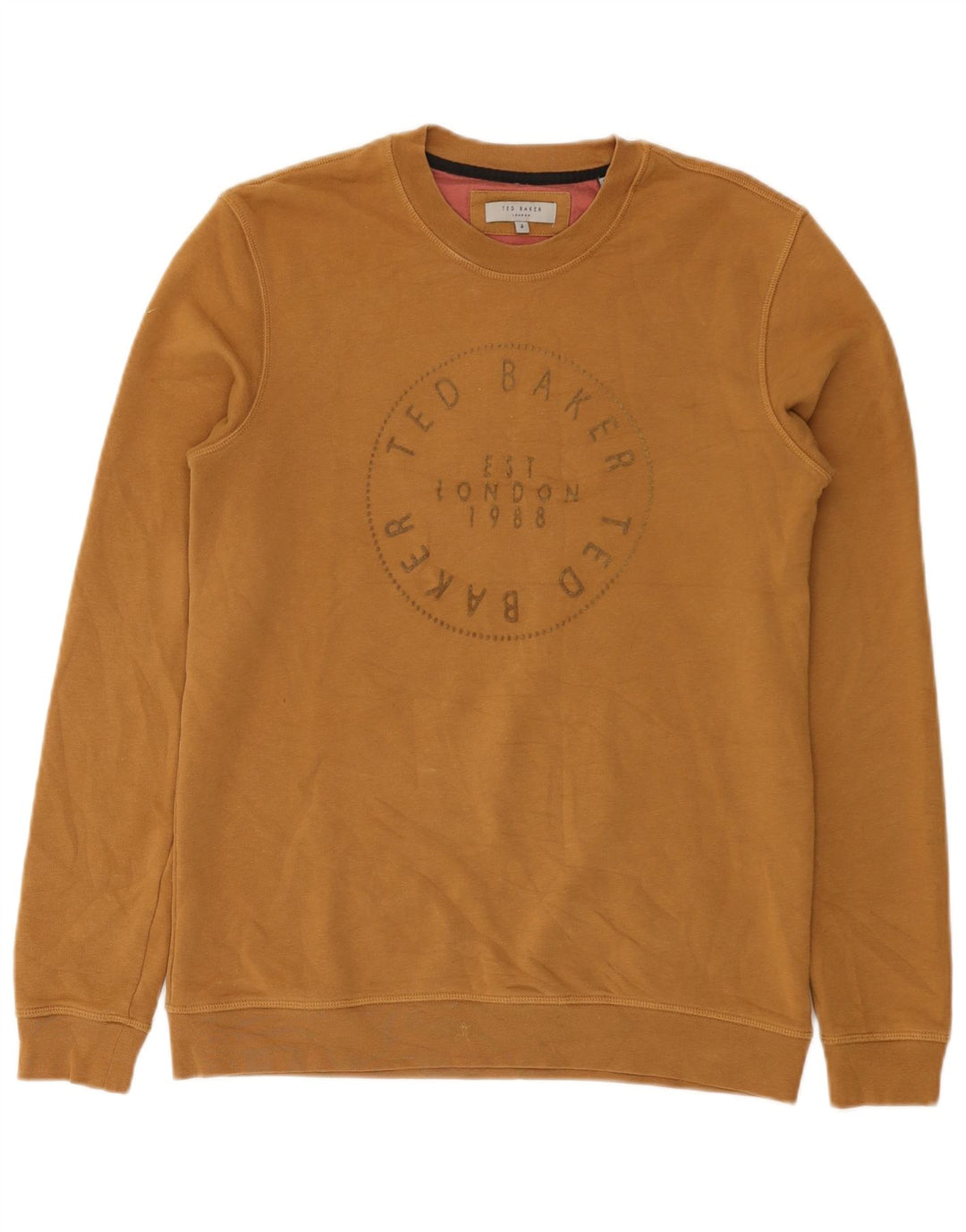 Ted Baker Ανδρικό γραφικό φούτερ Jumper Μέγεθος 2 Μικρό καφέ βαμβακερό