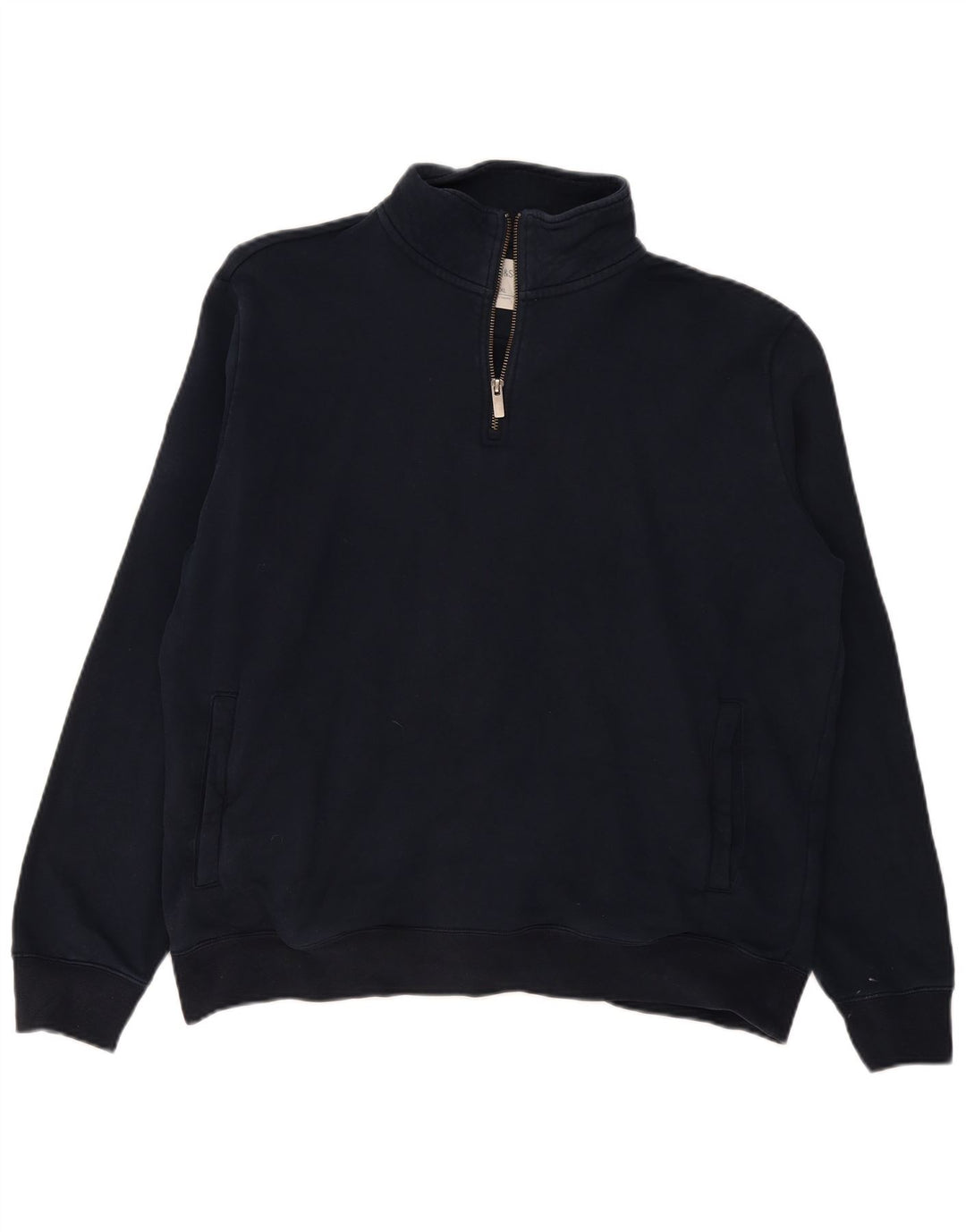 Marks & Spencer Ανδρικό φούτερ με φερμουάρ Jumper XL Navy Blue Cotton