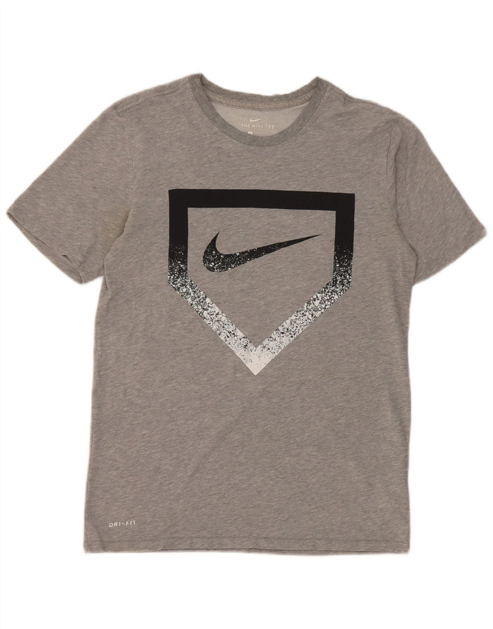 Μπλουζάκι Nike ανδρικό Dri Fit γραφικό μπλουζάκι, μικρό γκρι βαμβακερό