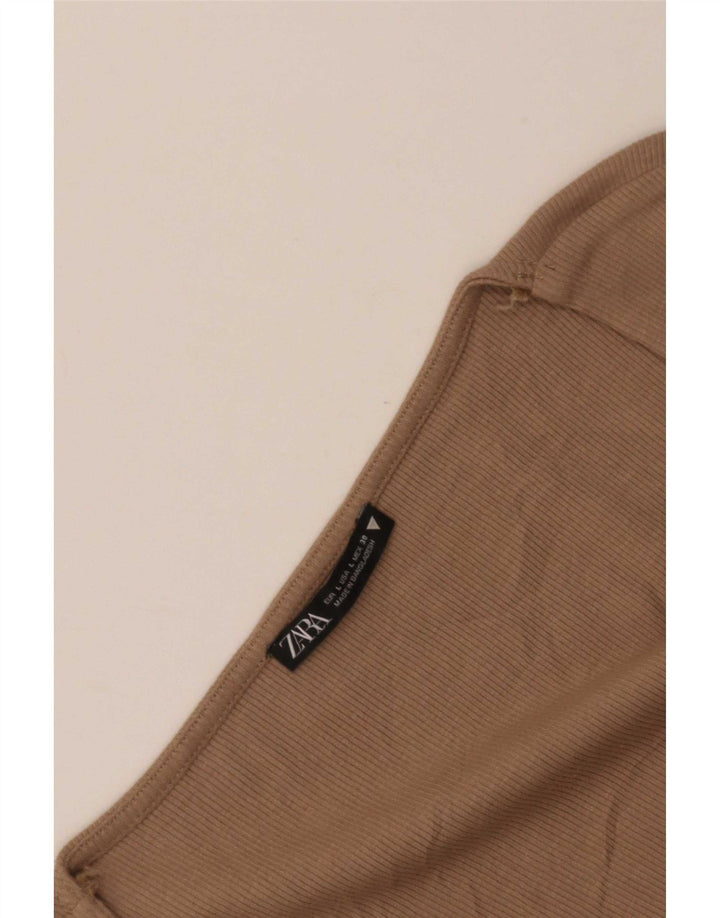 Zara Γυναικείο Crop Top Μακρυμάνικο UK 14 Large Brown