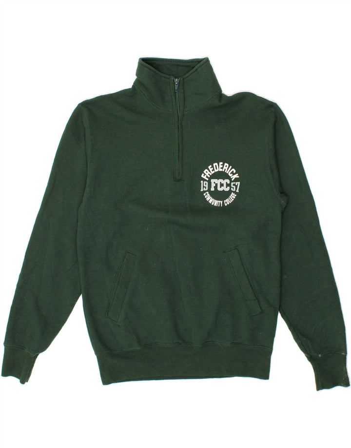 CHAMPION Mens Graphic Zip Neck Sweatshirt Jumper Small Green Vintage Champion and Second-Hand Champion from Messina Hembry 