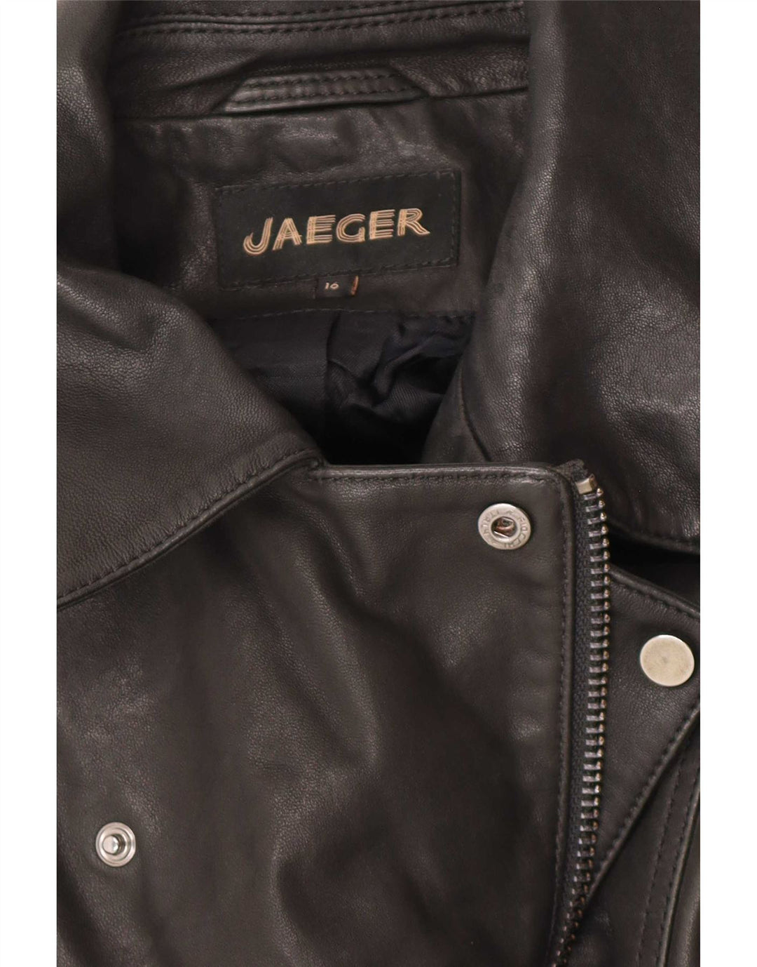 Jaeger Γυναικείο Δερμάτινο Μπουφάν Biker UK 16 Μεγάλο Δερμάτινο Μαύρο