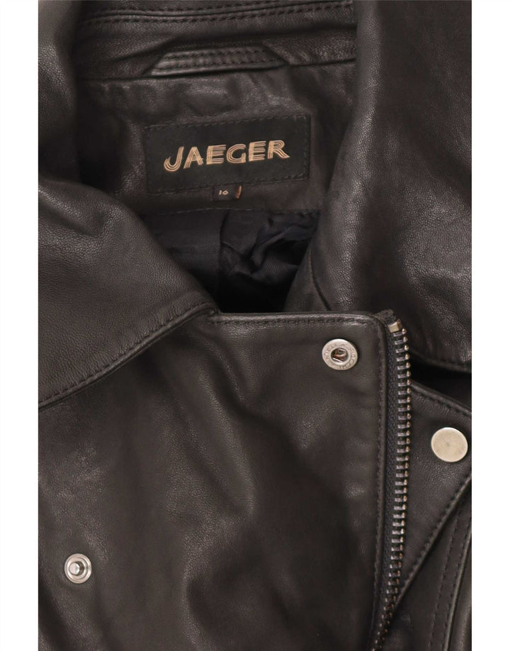 Jaeger Γυναικείο Δερμάτινο Μπουφάν Biker UK 16 Μεγάλο Δερμάτινο Μαύρο