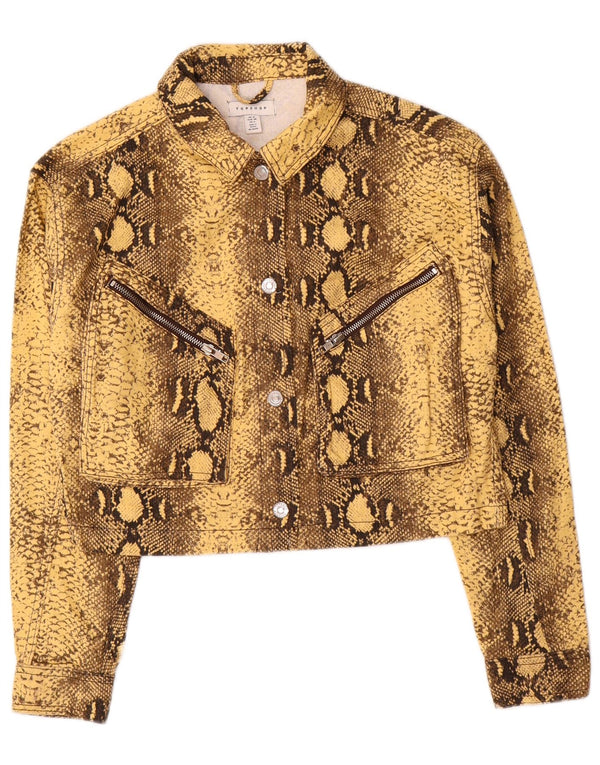 Topshop Γυναικείο τζιν μπουφάν UK 10 Small Yellow Animal print βαμβακερό