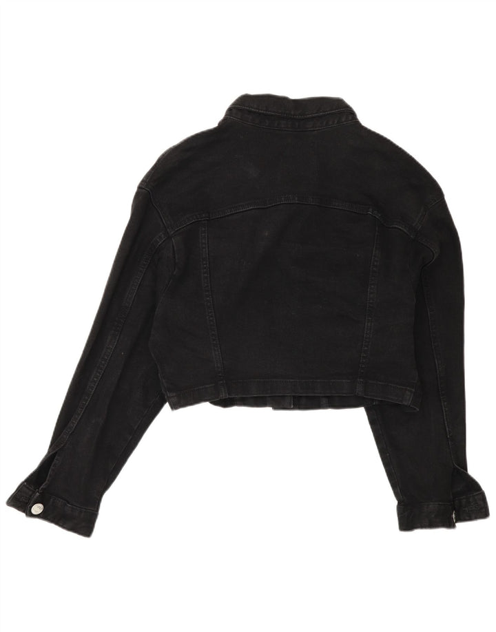 Zara Γυναικείο Crop Oversized Τζιν μπουφάν UK 14 Medium Black