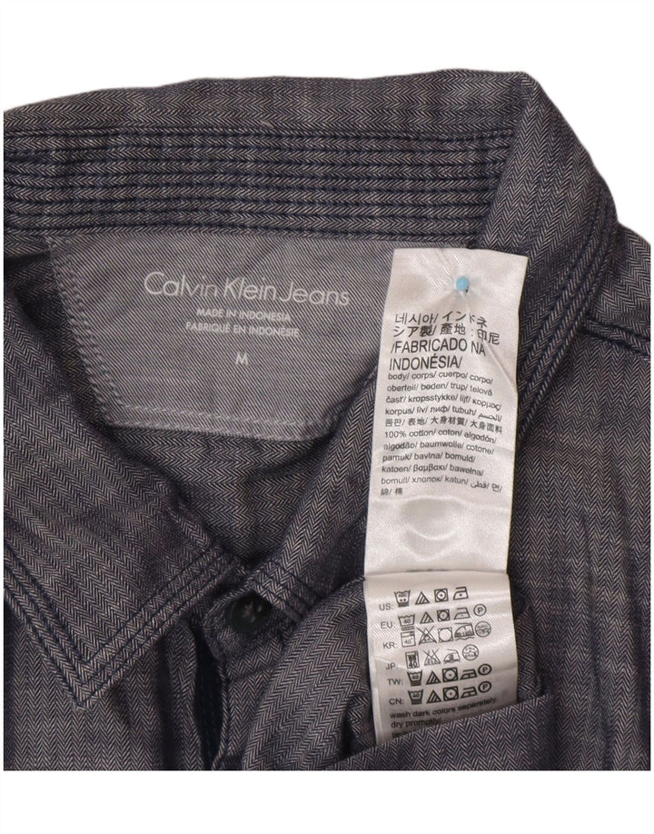 Ανδρικό κοντομάνικο πουκάμισο CALVIN KLEIN JEANS Μεσαίο μπλε ναυτικό ψαροκόκκαλο