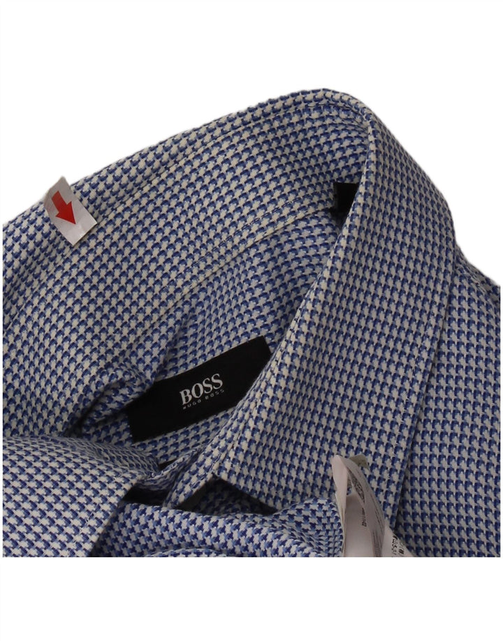 Ανδρικό πουκάμισο HUGO BOSS Regular Fit Size 44 17 1/2 XL Blue Houndstooth Cotton