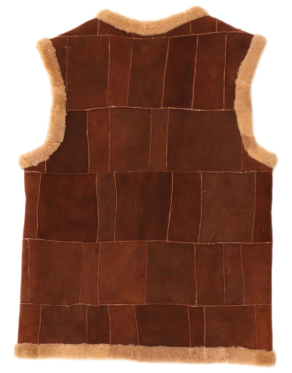 Vintage Ανδρικό Shearling Gilet UK 40 Large Brown