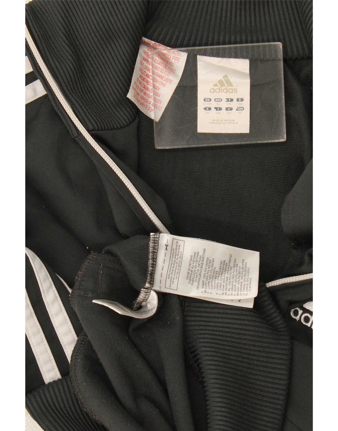 Adidas Boys Tracksuit Top Jacket 13-14 Years Black Polyester