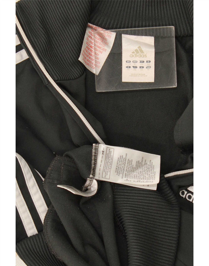 Adidas Boys Tracksuit Top Jacket 13-14 Years Black Polyester