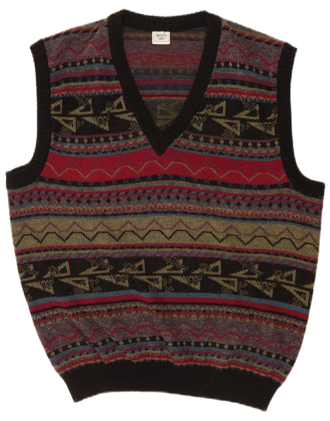 Vintage ανδρικό γιλέκο Tank Top Μεγάλο Πολύχρωμο Γεωμετρικό Ακρυλικό
