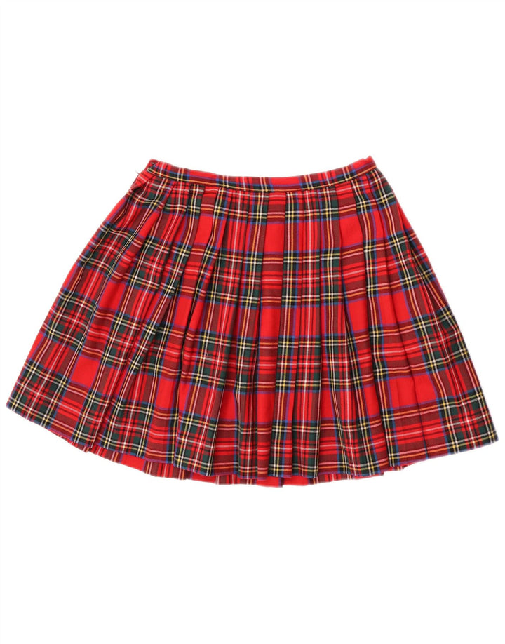 Vintage γυναικεία μίνι πλισέ φούστα IT 44 Medium W26 Red Check New Wool
