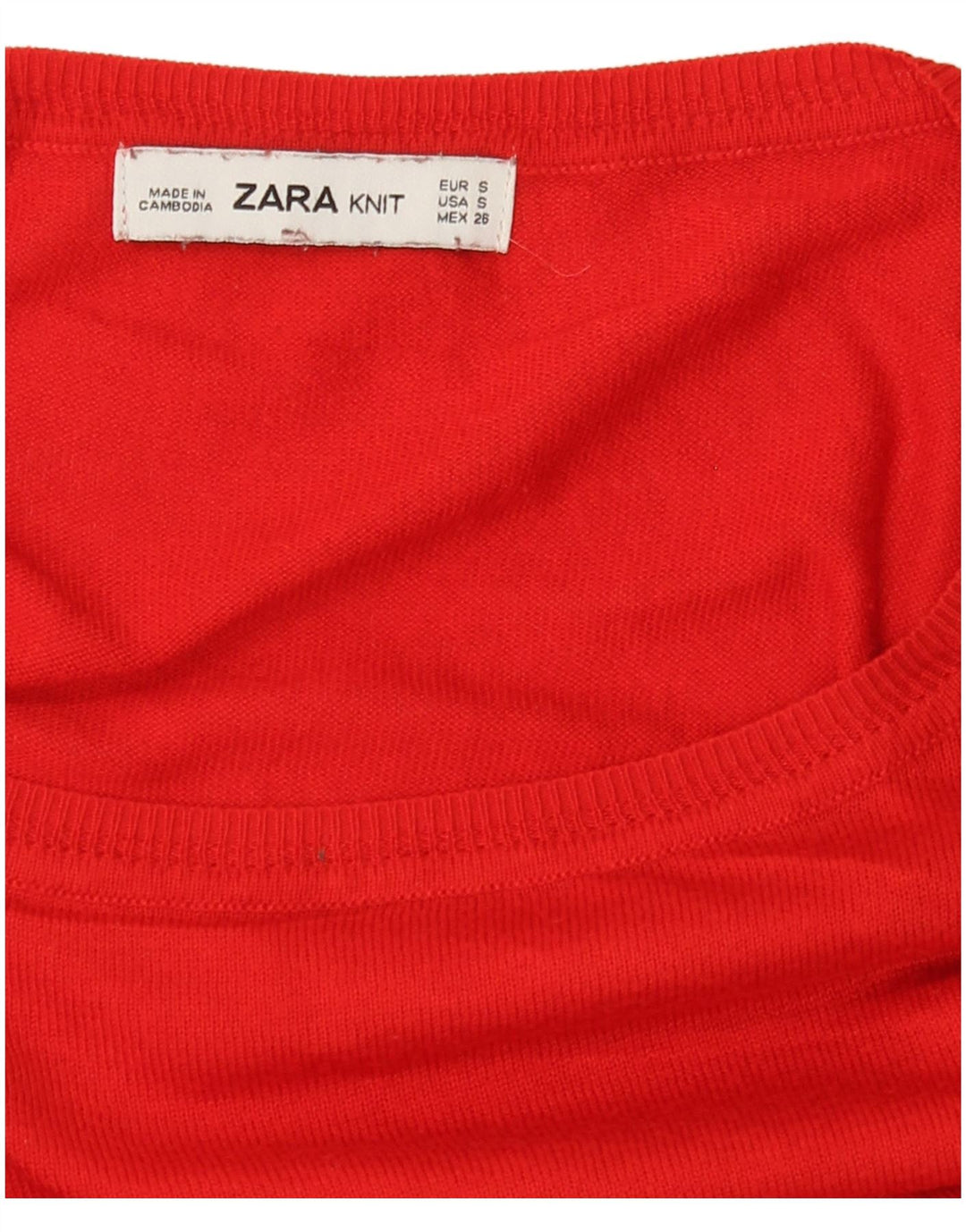 Zara Γυναικείο πουλόβερ με λαιμόκοψη μεγάλου μεγέθους UK 10 Small Red