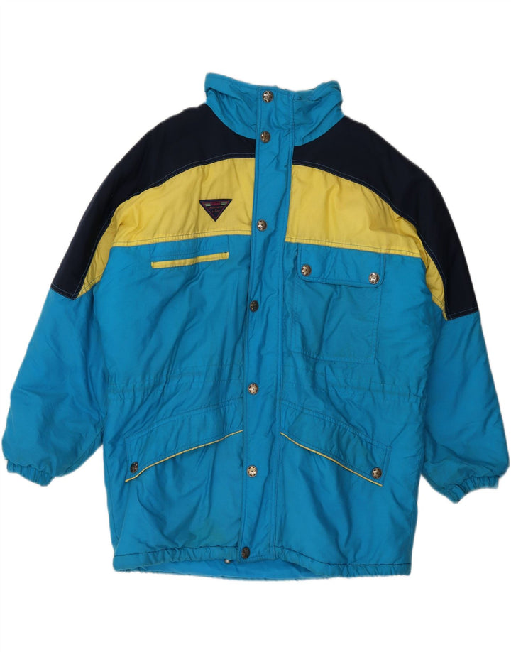BRUGI Mens Loose Fit Windbreaker Jacket IT 50 Large Blue Colourblock Vintage Brugi and Second-Hand Brugi from Messina Hembry 