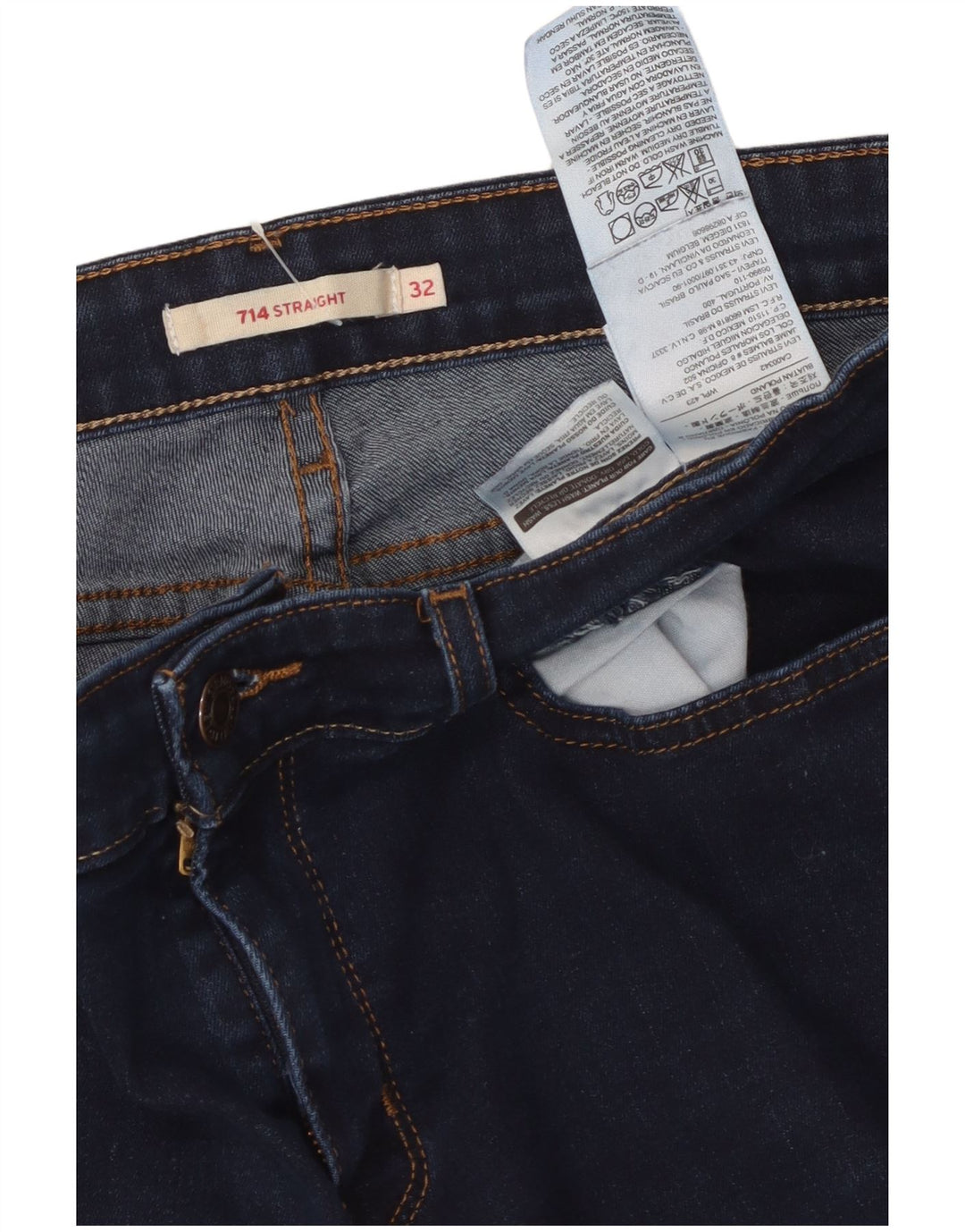 LEVI'S Γυναικείο 714 ίσιο τζιν W32 L28 Μπλε βαμβακερό
