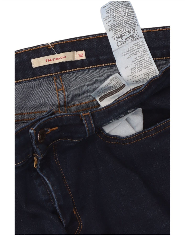 LEVI'S Γυναικείο 714 ίσιο τζιν W32 L28 Μπλε βαμβακερό