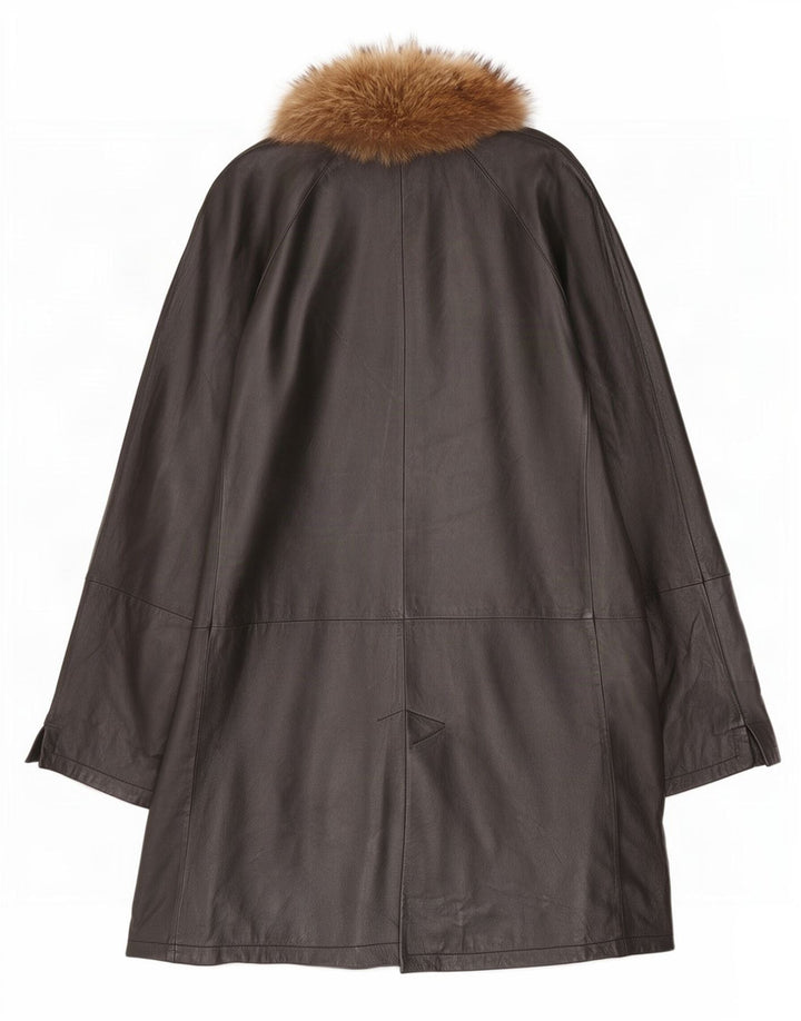 Vintage Γυναικείο Oversized Δερμάτινο Παλτό UK 18 XL Μαύρο