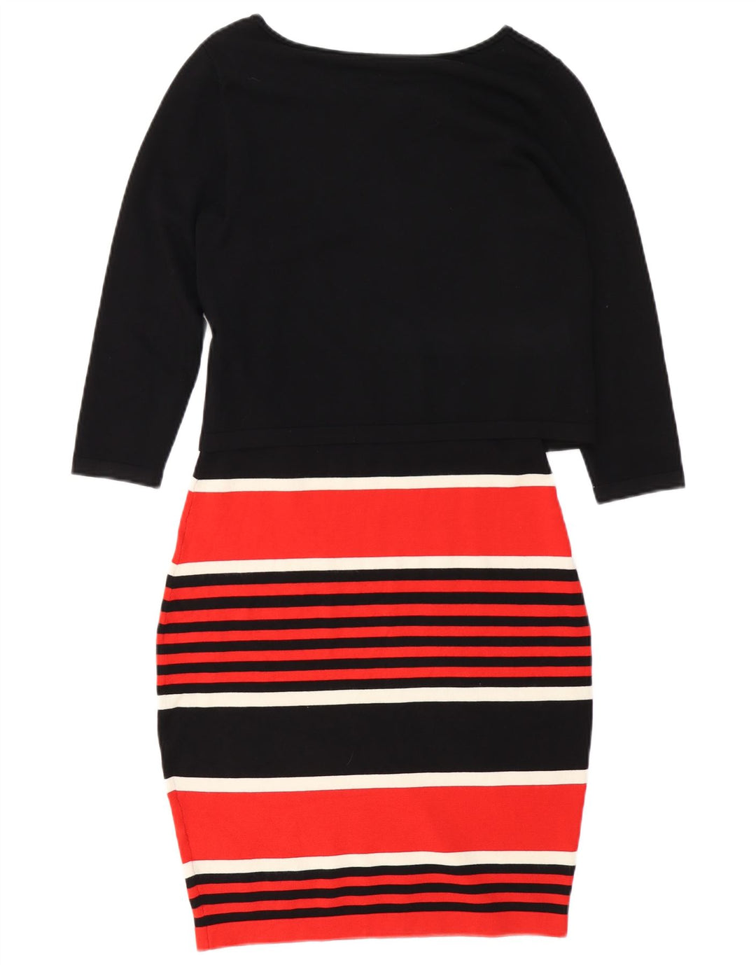 ΦΑΣΗ ΟΓΔΟ Γυναικείο φόρεμα 3/4 με μανίκια UK 10 Μικρό μαύρο ριγέ