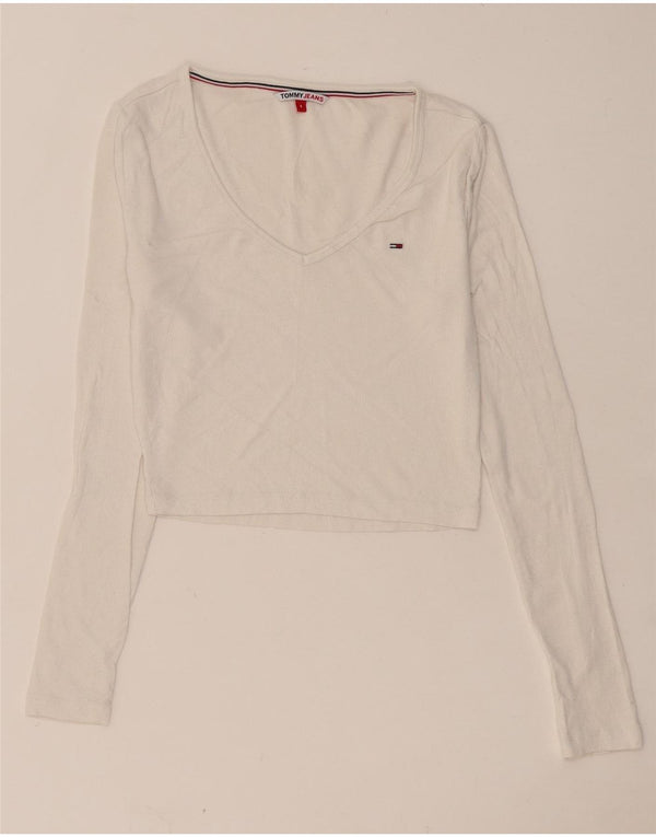 TOMMY HILFIGER Γυναικείο Crop Μακρυμάνικο UK 8 Small White