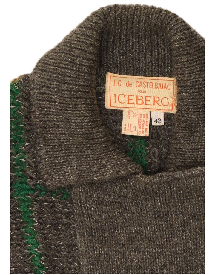 Γυναικείο πουλόβερ Iceberg Cardigan IT 42 Μεσαίο γκρι τσοκ μαλλί