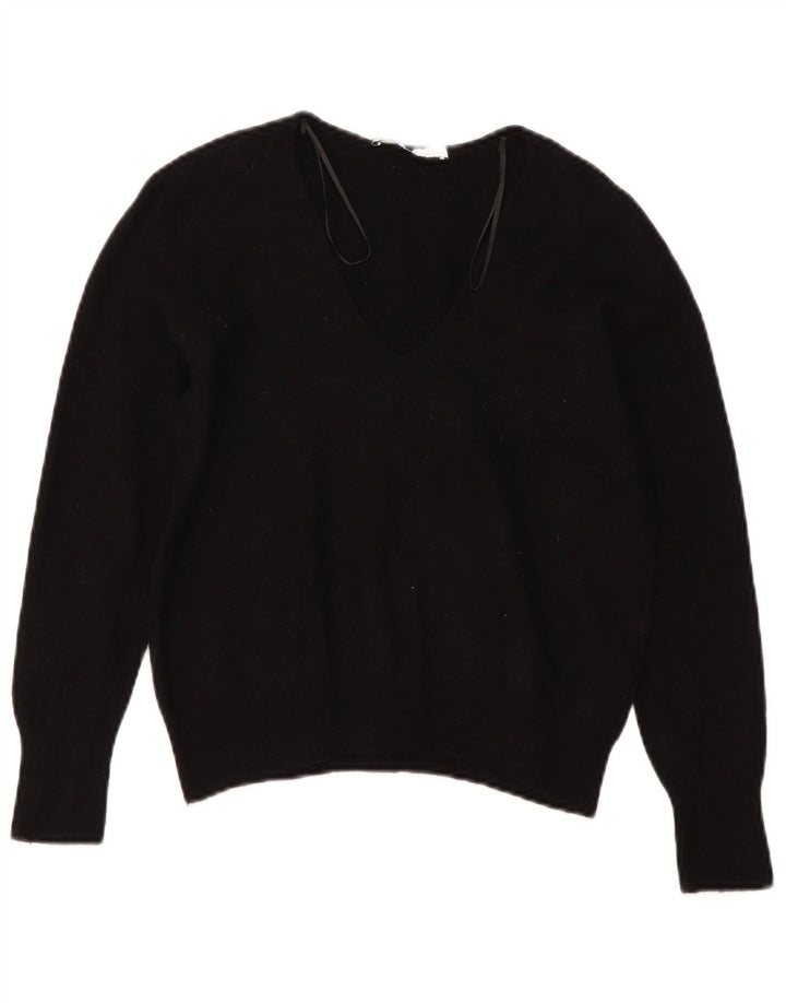 Zara Γυναικείο πουλόβερ με λαιμόκοψη UK 10 Small Black Wool