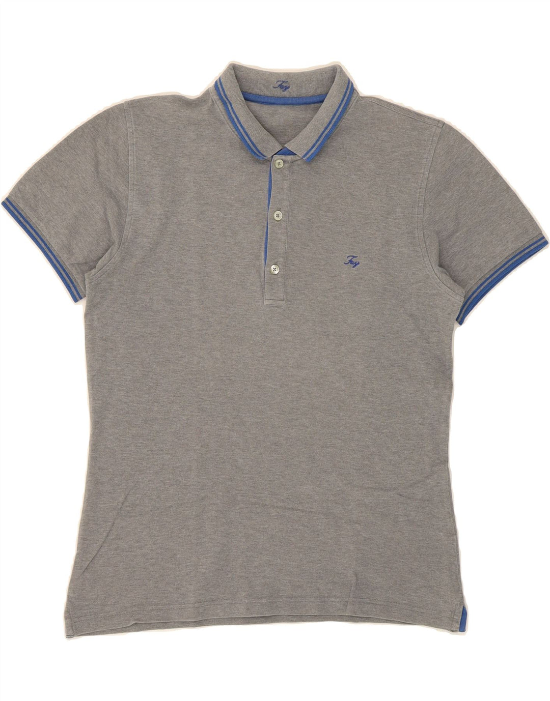 FAY Womens Polo Shirt UK 14 Medium Grey Cotton Vintage Fay and Second-Hand Fay from Messina Hembry 