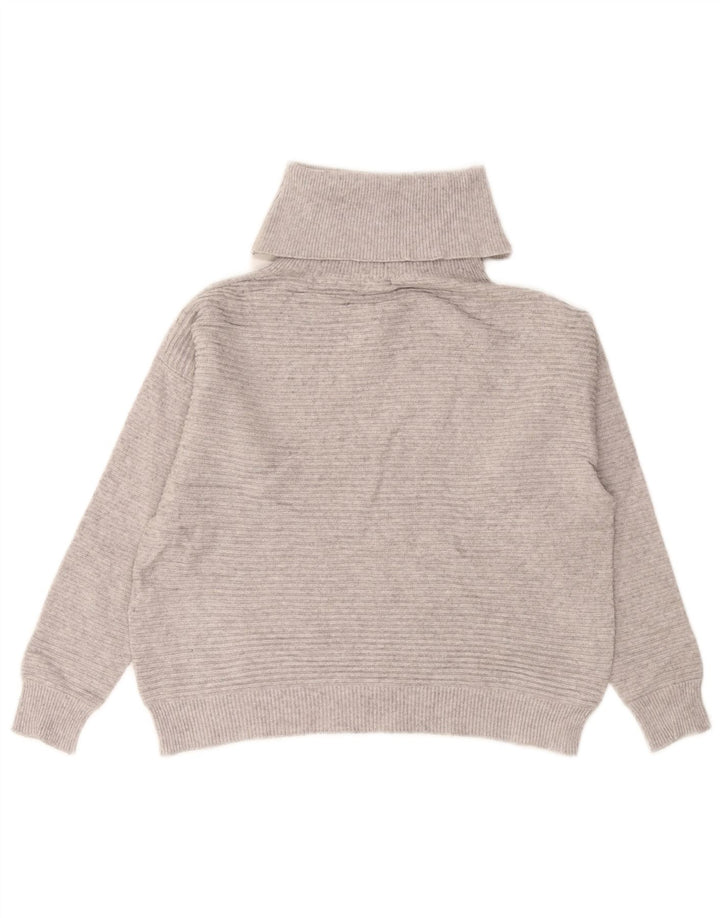 Phase Eight Γυναικείο Crop Roll Neck Jumper πουλόβερ UK 14 Medium Grey Viscose
