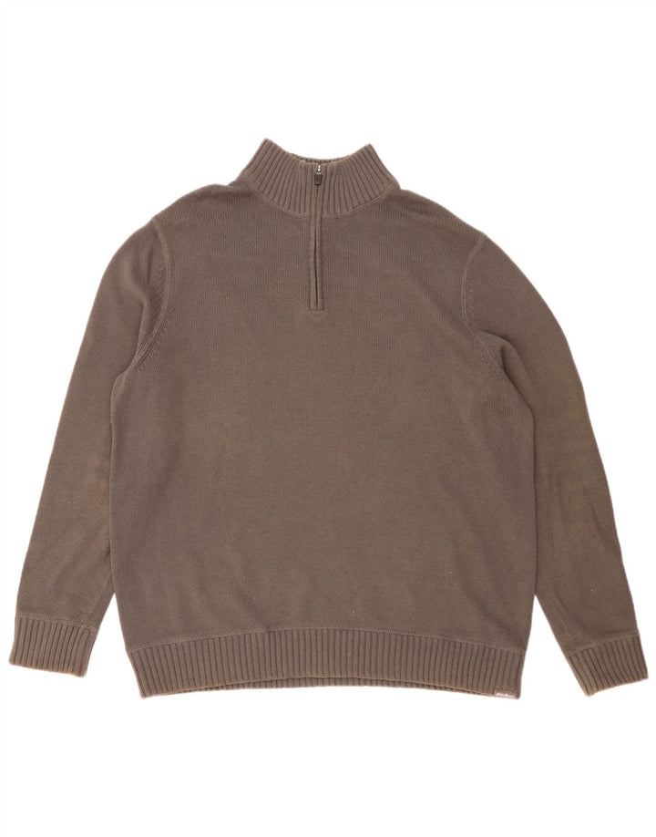 EDDIE BAUER Ανδρικό πουλόβερ με φερμουάρ XL Γκρι βαμβακερό