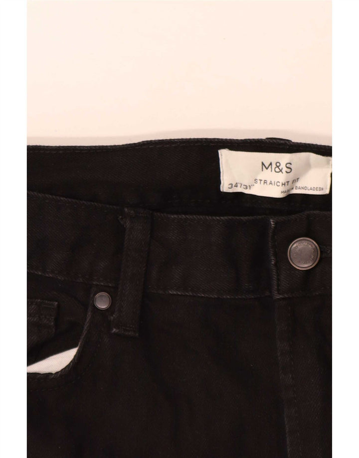 Ανδρικό τζιν ίσιο Marks & Spencer W34 L31 Μαύρο βαμβακερό