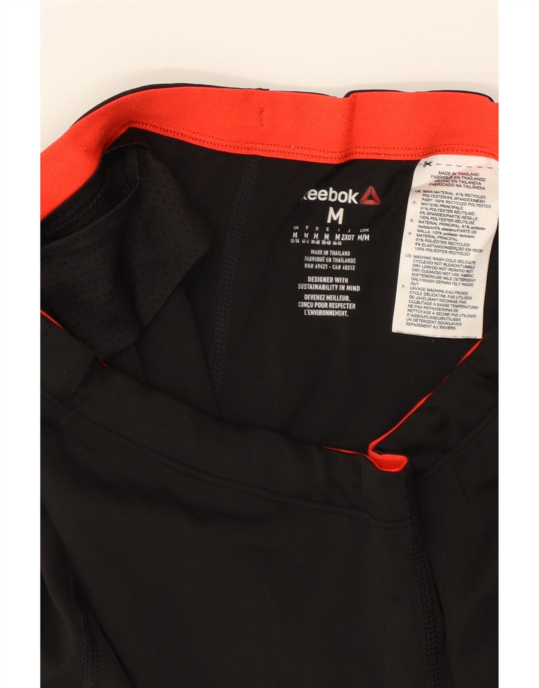 REEBOK Womens Graphic Capri Leggings UK 12/14 Medium  Black Polyester Vintage Reebok and Second-Hand Reebok from Messina Hembry 
