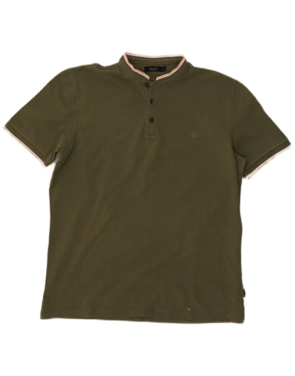 Liu Jo Mens Polo Shirt Large Khaki Cotton