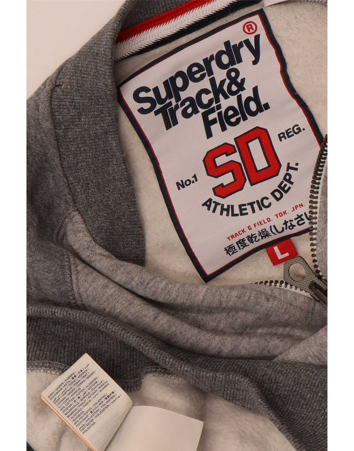 Superdry Ανδρική φόρμα αθλητικής φόρμας με γραφικό τζάκετ Μπουφάν μεγάλο γκρι βαμβακερό