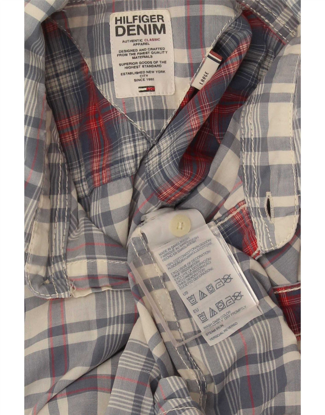 Ανδρικό πουκάμισο Tommy Hilfiger Large Blue Check Cotton