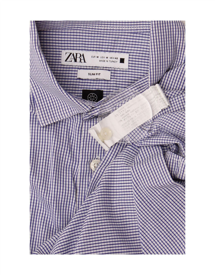 Ανδρικό πουκάμισο ZARA Slim Fit Medium Blue Check Cotton