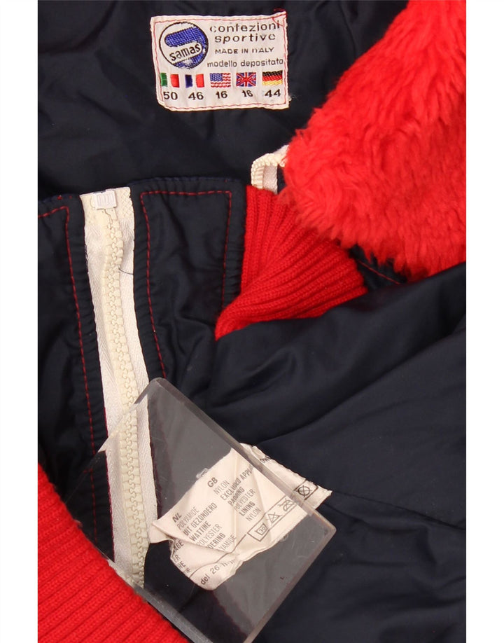 Samas Γυναικείο Bomber Jacket UK 16 Large Navy Blue Colorblock Nylon