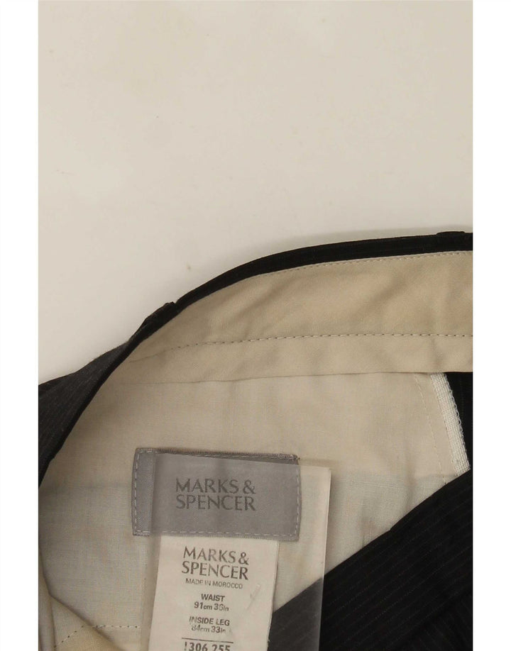 Marks & Spencer Ανδρικό παντελόνι με καρφίτσα W36 L33 Μαύρη ρίγα πολυεστέρας